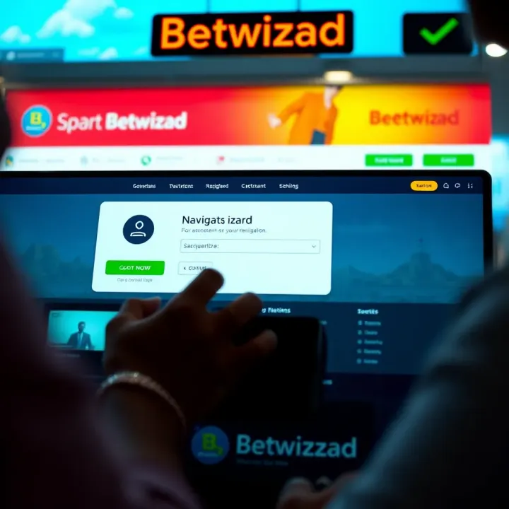 Interface displaying navigation options for account creation on Betwizad platform