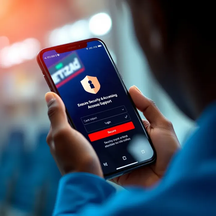 Secure login screen on a smartphone highlighting safety and privacy measures for Nigerian bettors