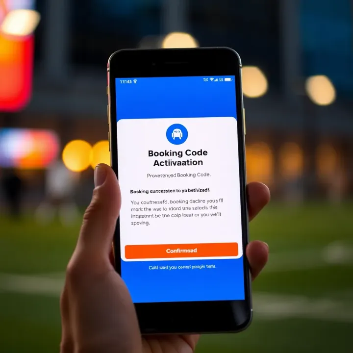 Booking Code Activation Confirmation on BetWizad Platform Illustration of a smartphone screen displaying a confirmation message after successful booking code activation