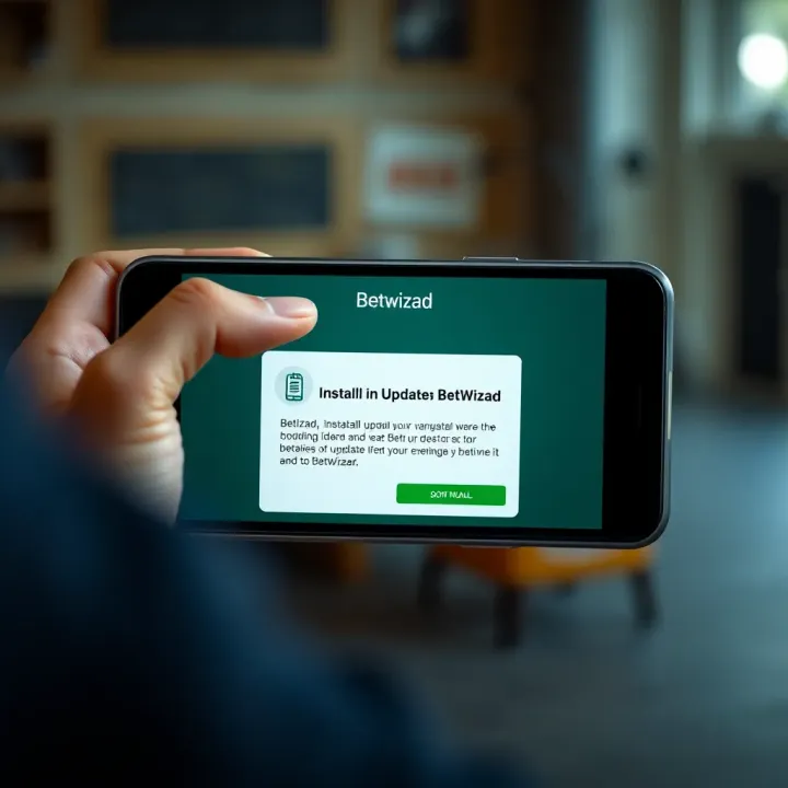 Mobile device screen demonstrating BetWizad installation and update process