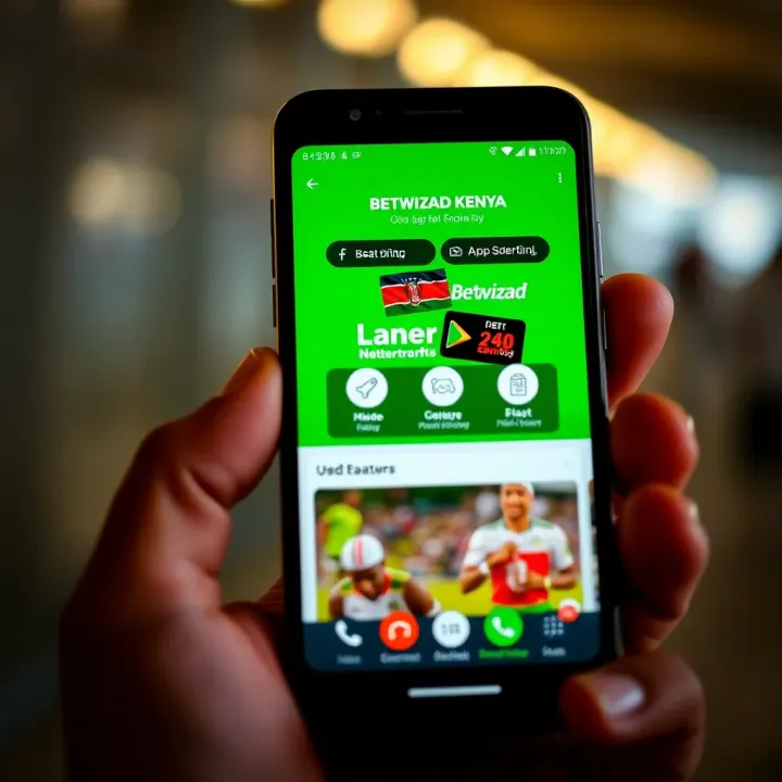 User interface showcasing Betwizad Kenya app features on a smartphone screen