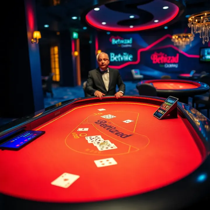 Live blackjack table with digital interface and real dealer on Betwizad platform
