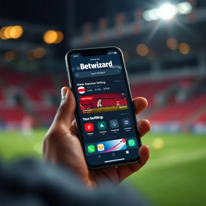 Enhancing Sports Betting Experience with Betwizard App in Nigeria Smartphone showing Betwizard app's sports betting interface optimized for Nigerian users