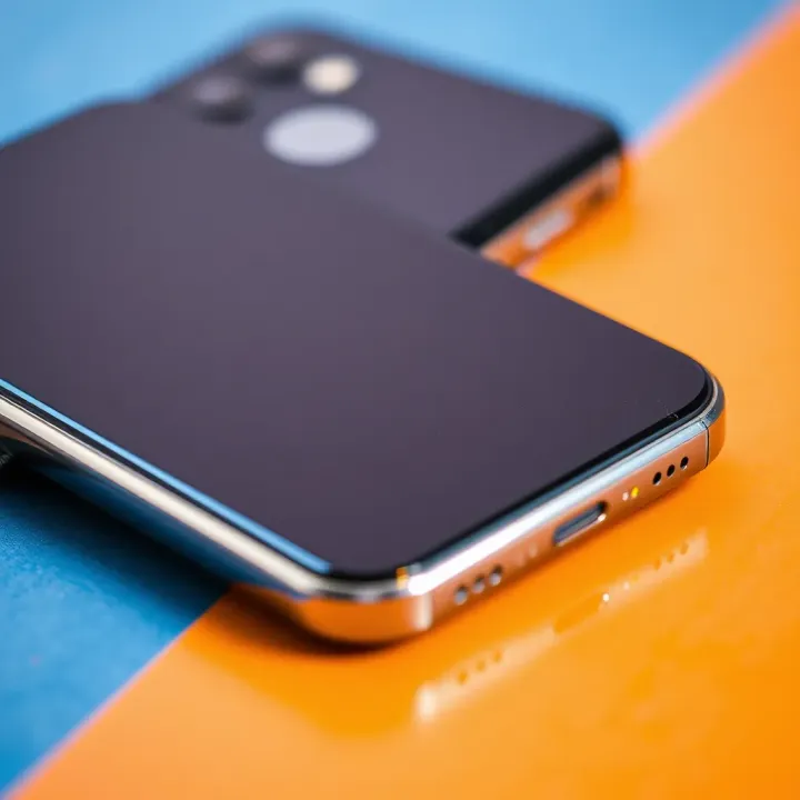 Close-up view of a used smartphone showing its screen and body condition
