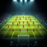 Football pitch showing tactical formations and player positioning for match prediction