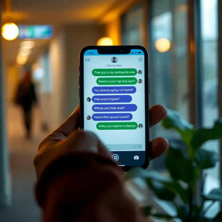 Illustration of contacting customer support via chat on a smartphone