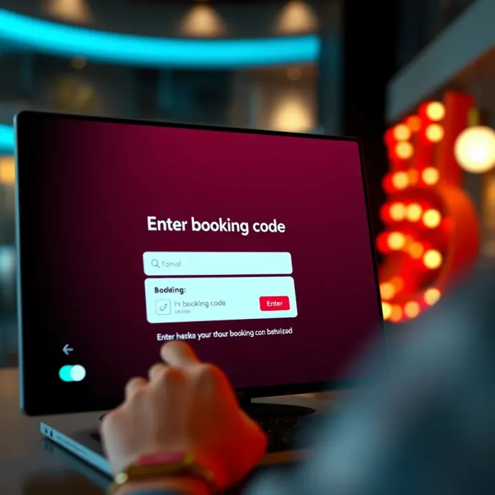 Screenshot showing where to enter booking code on Betwizad website interface